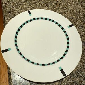 Sasaki dishes green black on white dishes  14 complete place settings